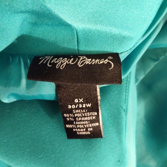Maggie Barnes Teal 4X Jacket/Blazer-Ruched Collar Ruffle Sleeves-LIKE NEW - Picture 3 of 7